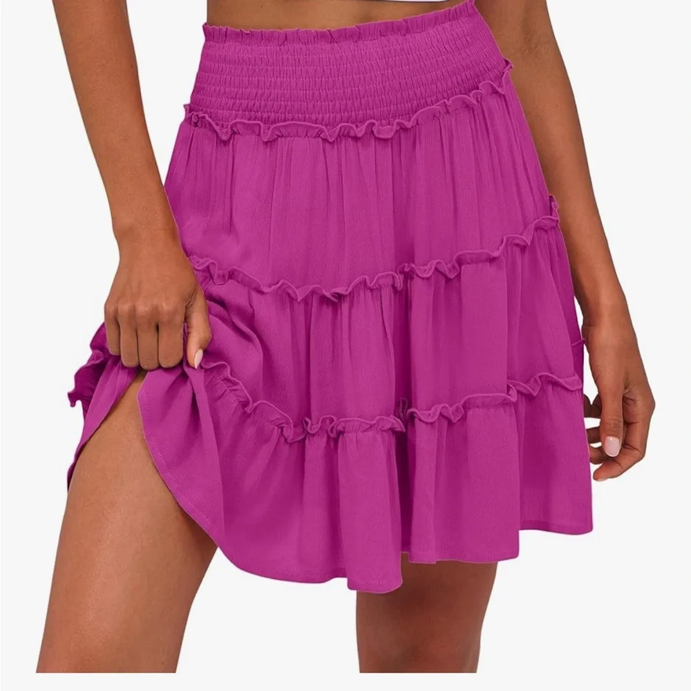 Chic Fuchsia Ruffle Mini Skirt - Picture 2 of 6